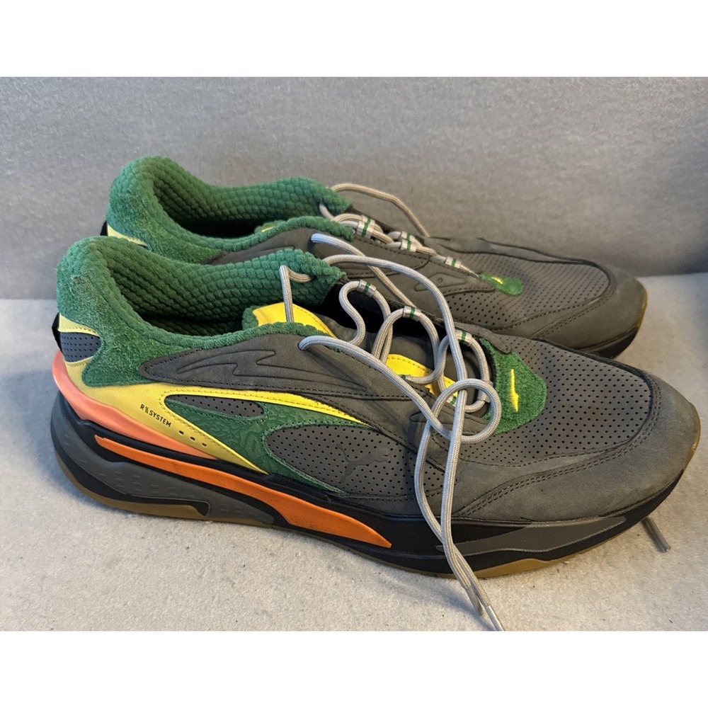 Puma Men's Sneakers in Gray, Green, and Orange
